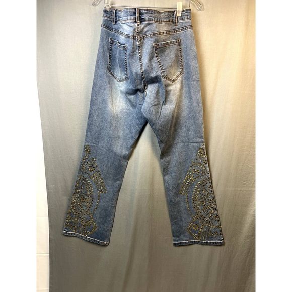 STYLE FADED BLUE WESTERN FLARE WITH STUD EMBELLISHMENT SZ US14: NWOT - Picture 3 of 6